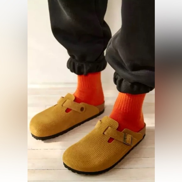 Birkenstock Boston Embossed Corduroy Clog Cork Brown Suede - Picture 1 of 10